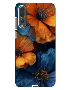 Чохол для Huawei P20 Pro (CLT-L04) з картинкою «Яскрава синьо-помаранчева флора»