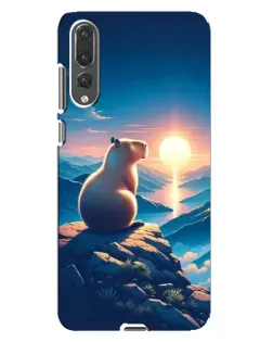 Чохол для Huawei P20 Pro (CLT-L04) з картинкою «Захід сонця з капібарою»