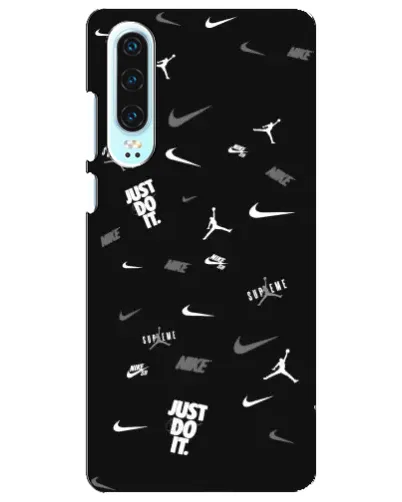 Чехол для Huawei P30 с картинкой «Nike Black Pattern»