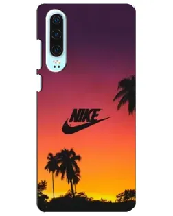 Чехол для Huawei P30 с картинкой «Nike на закате солнца»