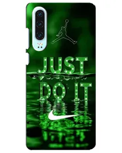 Чехол для Huawei P30 с картинкой «Зеленый неоновый Nike»