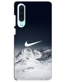 Чехол для Huawei P30 с картинкой «Nike — зимние горы»