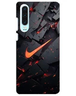 Чехол для Huawei P30 с картинкой «Nike — эффект разломов»