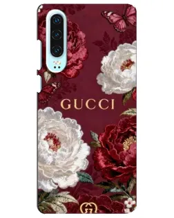 Чохол для Huawei P30 з картинкою «Gucci — бордові троянди»