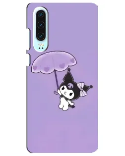 Чехол для Huawei P30 с картинкой «Kuromi с зонтиком»