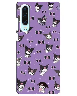 Чехол для Huawei P30 с картинкой «Kuromi — паттерн»