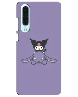 Чехол для Huawei P30 с картинкой «Kuromi на лиловом фоне»