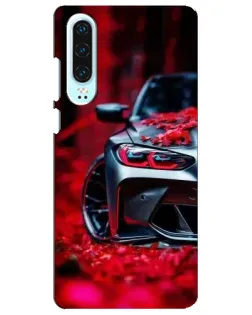Чохол для Huawei P30 з картинкою «Спортивна BMW та квіти»