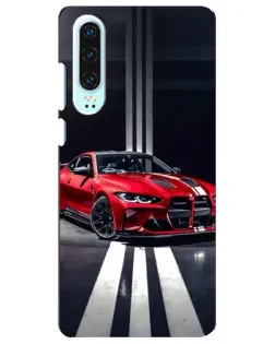 Чохол для Huawei P30 з картинкою «Червона BMW на дорозі»