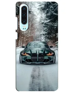 Чохол для Huawei P30 з картинкою «BMW у зимовому лісі»