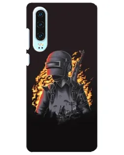 Чехол для Huawei P30 с картинкой «PUBG — огненный силуэт»