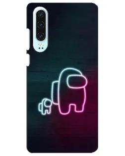 Чехол для Huawei P30 с картинкой «Among Us неон-арт»
