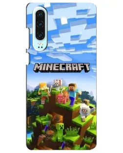 Чехол для Huawei P30 с картинкой «Minecraft классический мир»
