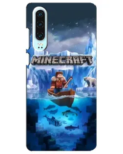 Чехол для Huawei P30 с картинкой «Minecraft ледяной мир»