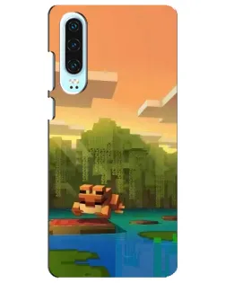 Чехол для Huawei P30 с картинкой «Майнкрафт закат солнца»