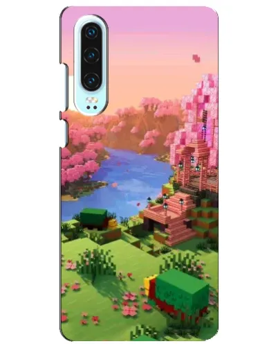 Чехол для Huawei P30 с картинкой «Розовое дерево Minecraft»