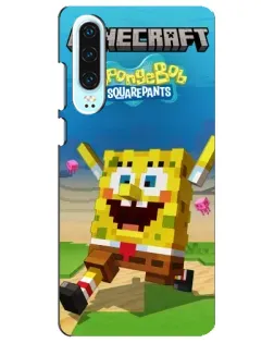 Чехол для Huawei P30 с картинкой «Губка Боб Minecraft»