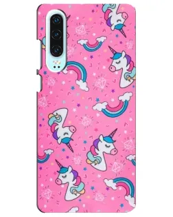 Чехол для Huawei P30 с картинкой «Unicorn паттерн розовый»