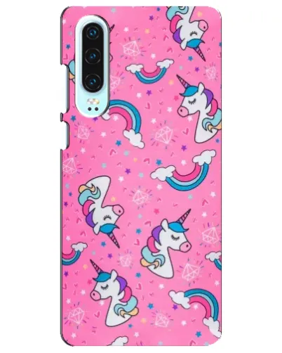 Чехол для Huawei P30 с картинкой «Unicorn паттерн розовый»