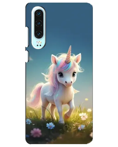 Чехол для Huawei P30 с картинкой «Единорог на поляне»