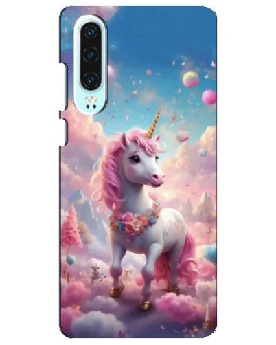 Чехол для Huawei P30 с картинкой «Единорог среди облаков»