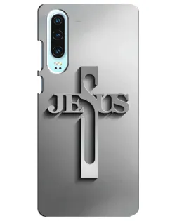 Чехол для Huawei P30 с картинкой «Металлический крест Jesus»