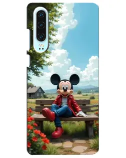 Чехол для Huawei P30 с картинкой «Микки на скамейке»