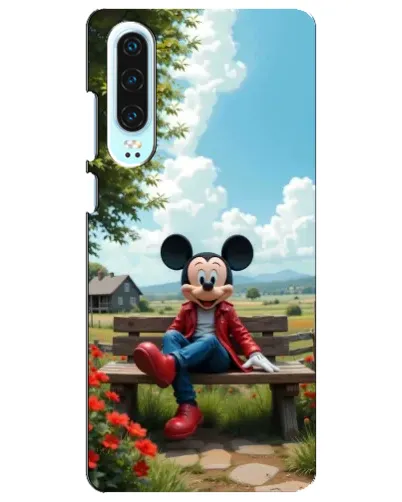 Чехол для Huawei P30 с картинкой «Микки на скамейке»
