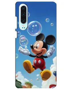 Чехол для Huawei P30 с картинкой «Mickey и мыльные пузыри»