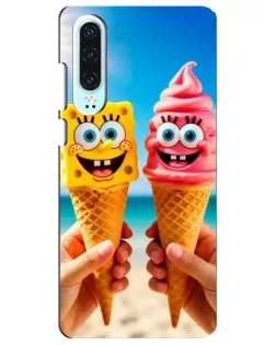 Чехол для Huawei P30 с картинкой «Спанч Боб мороженое»