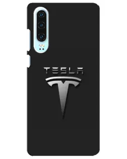 Чохол для Huawei P30 з картинкою «Сталевий логотип Tesla»