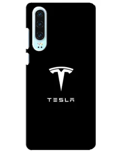 Чохол для Huawei P30 з картинкою «Tesla White Logo»