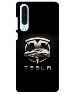 Чохол для Huawei P30 з картинкою «Tesla — срібне авто»