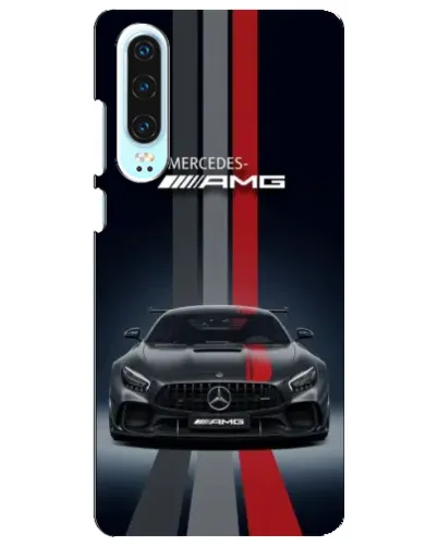 Чехол для Huawei P30 с картинкой «Mercedes — белый карбон»