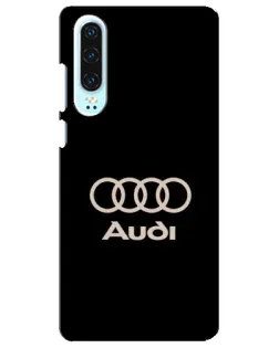 Чехол для Huawei P30 с картинкой «Audi — золотой логотип»