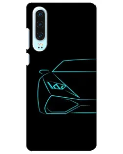 Чохол для Huawei P30 з картинкою «Блакитний силует Lamborghini»