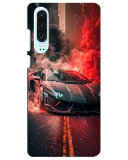 Чохол для Huawei P30 з картинкою «Lamborghini червоний дим»