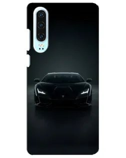 Чохол для Huawei P30 з картинкою «Чорний Lamborghini Aventador»