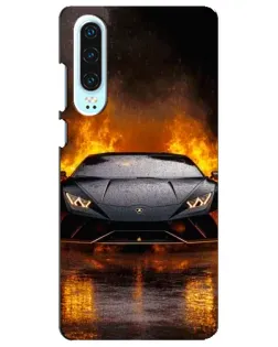 Чохол для Huawei P30 з картинкою «Lamborghini у вогні»