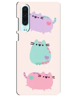 Чехол для Huawei P30 с картинкой «Pusheen трио»