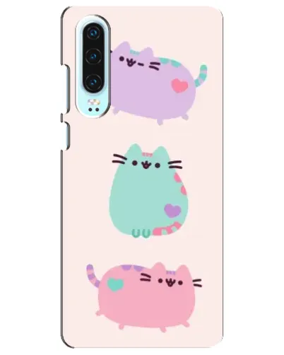 Чехол для Huawei P30 с картинкой «Pusheen трио»