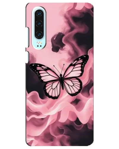 Чехол для Huawei P30 с картинкой «Бабочка в дыму»