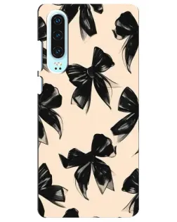 Чехол для Huawei P30 с картинкой «Паттерн черные банты»