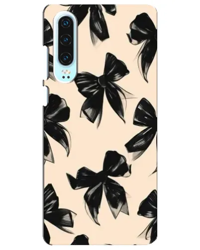 Чехол для Huawei P30 с картинкой «Паттерн черные банты»