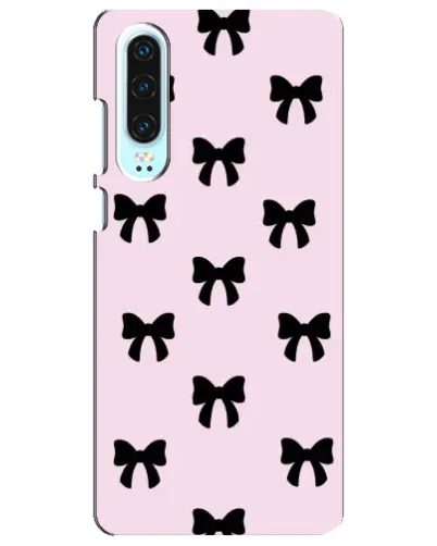 Чехол для Huawei P30 с картинкой «Черные банты Coquette»