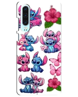 Чехол для Huawei P30 с картинкой «Стикеры Stitch и Angel»
