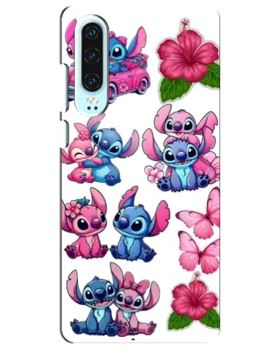Чехол для Huawei P30 с картинкой «Стикеры Stitch и Angel»