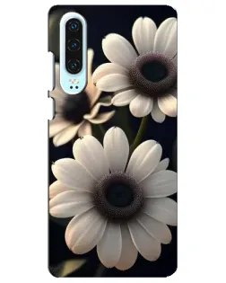 Чехол для Huawei P30 с картинкой «Белые маргаритки макро»