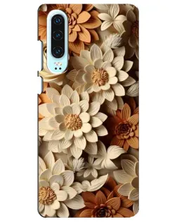 Чехол для Huawei P30 с картинкой «Бежевый флористический декор»