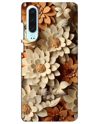 Чехол для Huawei P30 с картинкой «Бежевый флористический декор»